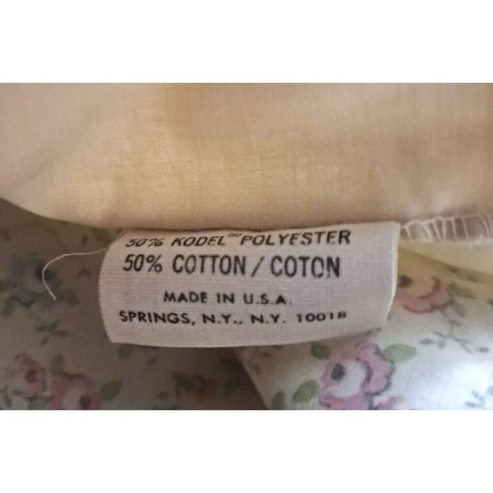 Vintage Springmaid King Pillowcase Blue Pink Roses Wondercale Country Cottage